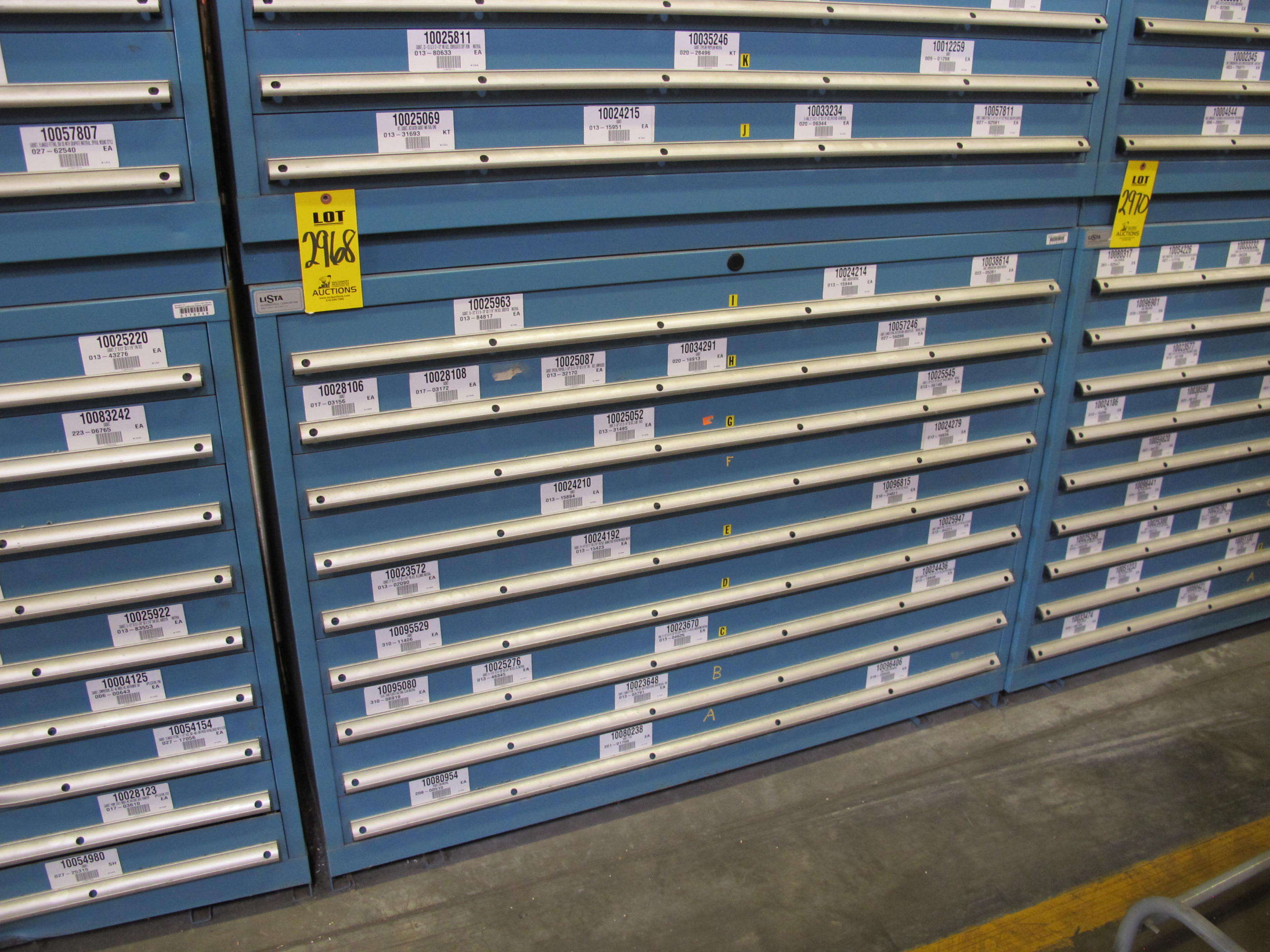 LISTA HEAVY DUTY 9-DRAWER PARTS CABINET W/ CONTENTS (W-50) LOADING & HANDLING FEE $25-